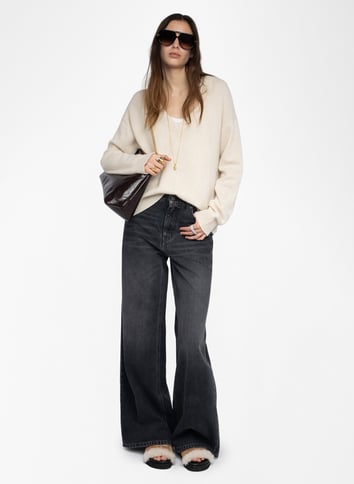 Pull col V en cachemire ZADIG&VOLTAIRE Blanc